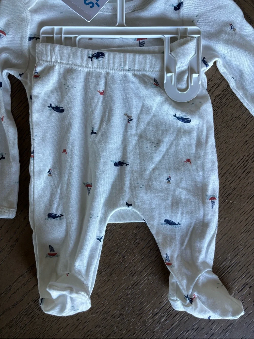 Carter's Cream Baby Pajama Set with Navy & Coral Whale Accents